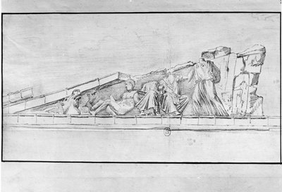 Studie van het fries van een fronton van het Parthenon door Jacques Carrey